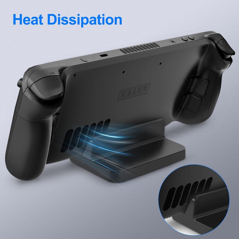 KUNSLUCK Stand Base for Steam Deck/Nintendo Switch 2, Steam Deck Stand with Anti-Slip Silicone Pad (Black) - Image 3